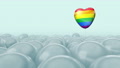 One Gay, Pride, Rainbow Heart Colour Balloon Is Flying Through Balloons. White