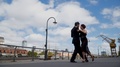 Two Professional Tango Dancers Doing A Quebrada At The End Of The