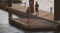 Three Kids Fishing On Pontoon On The Harbour Newcastle