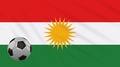 Kurdistan Flag And Soccer Ball Rotates On Background Of Waving Cloth, Loop