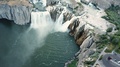 Drone Aerial View On Shoshone Falls And Hydroelectric Plant Dam. Snake