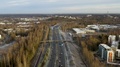 Aerial, Rising, Drone Shot Overlooking Traffic On The Highway Vihdintie