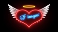 Angel Heart With Wings And Text On A Declaration Of Love In A Neon Glow