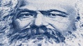 Karl Marx Portrait On East German Banknote Tracking. Low Angle, Macro. 4k