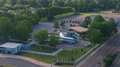 Aerial: Elvis Presley's Lisa Marie Jet Plane At Graceland, Memphis, Tennessee,