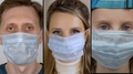 Group Of People In Antiviral Masks, Collage Man Woman Child Family In Prevention