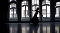 Female Dancer Is Moving In Dancing Class In Darkness, Contemporary Dance