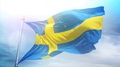 A 4k Looping Swedish Flag On A Pole Waving In Slow Motion, Sweden Flag In