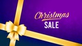 Christmas Sale With Detail Of Gift Wrap With Purple Paper And Golden Brilliant