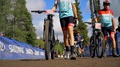 Slow Motion Of Mountain Bike Competitors Walking Up To The Start Line
