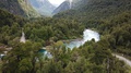 Futaleufu River, Patagonia, Chile. Drone Aerial View Of Valley Landscape,