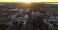Aerial View Over Streets In Helsinki, During Sunrise, Overlooking A Road,