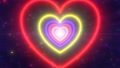 Neon Lights Love Heart Tunnel And Romantic Abstract Glow Particles