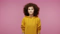 Lovely Pensive Woman Afro Hairstyle In Hoodie Dreaming With Happy Meditative