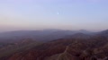 Aerial View Of Foggy Mountain Landscape At Dusk. Angeles National Forest, Ca