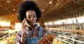 Young African American Pretty Woman Using Tablet Device And Talking On Mobile
