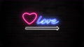 Love And Heart Neon Sign Night Urban Brick Wall Background