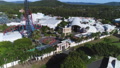 Aerial View Of The Front Entrance To A Popular Theme Park Empty During The