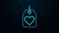 Glowing Neon Line Heart Tag Icon Isolated On Black Background. Love Symbol
