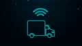 Glowing Neon Line Smart Delivery Cargo Truck Vehicle With Wireless Connection