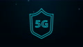 Glowing Neon Line Protective Shield 5g Wireless Internet Wifi Icon Isolated On