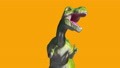 Footage Of Plastic Dinosaur Against Orange Background