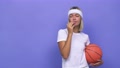 Young Basketball Player Woman Relaxed Thinking About Something Looking At A Copy