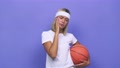 Young Basketball Player Woman Pointing Temple With Finger, Thinking, Focused On