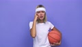 Young Basketball Player Woman Showing A Disappointment Gesture With Forefinger