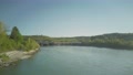 Aerial Revealing Shot Of Hydropower Plant Near Passau, Germany 4k
