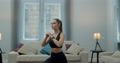 Woman In Activewear Doing Fitness Exercises. Females Aerobics Sport Fit At Home