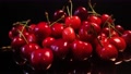 Sweet Cherry Fruit, Close Up. Fresh And Juicy Harvest, Spinning Studio Shot