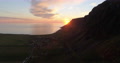 Drone Crane View Of Golden Midnight Sun And Arctic Lofoten Valley With