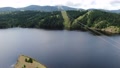 Aerial View Of Ribnicko Lake On Zlatibor Mountain Serbia, Cables Of