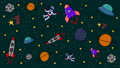 Animation Of Pattern With Doodle Style Space Elements. Rockets, Planet, Stars