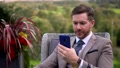 Successful Businessman Entrepreneur Using Mobile Phone Outside, Millennial Man