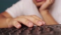 Lazy Tired Man Hands Typing On Keyboard, Browsing Internet On Pc Computer