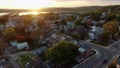 Small Town In Usa. Victorian And Colonial Homes Line Street As Sun Sets