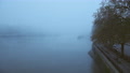 Foggy And Misty Atmospheric River Thames In London On Coronavirus Covid-19