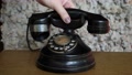 Old Antique Vintage Black Telephone Woman Hands Pick Up Hang