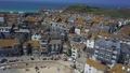 Aerial: St Ives Coastal Town In Cornwall, Popular Tourist Destination In Uk
