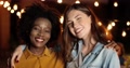 Portrait Of Young Beautiful African American And Caucasian Women Smiling