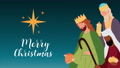 Happy Merry Christmas Celebration With Wise Men And Star Scene