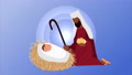 Happy Merry Christmas Celebration With Wise Man And Jesus Baby