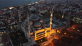 Aerial View Of The Blue Mosque (Sultanahmet) In Istanbul In Night, Turkie.