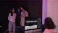 Audio Recording Concept Of 4k Resolution. Asian Male And Female Couple Singin