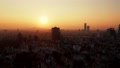 Misty Sunrise Scene In Mexico City, Slow Aerial Drone Lateral Fly