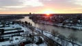 Wonderful Sunset Over Lake Of The Isles, Minneapolis Suburbs Aerial View