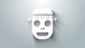 White Zombie Mask Icon Isolated On Grey Background. Happy Halloween Party. 4k