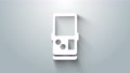 White Portable Tetris Electronic Game Icon Isolated On Grey Background. Vintage